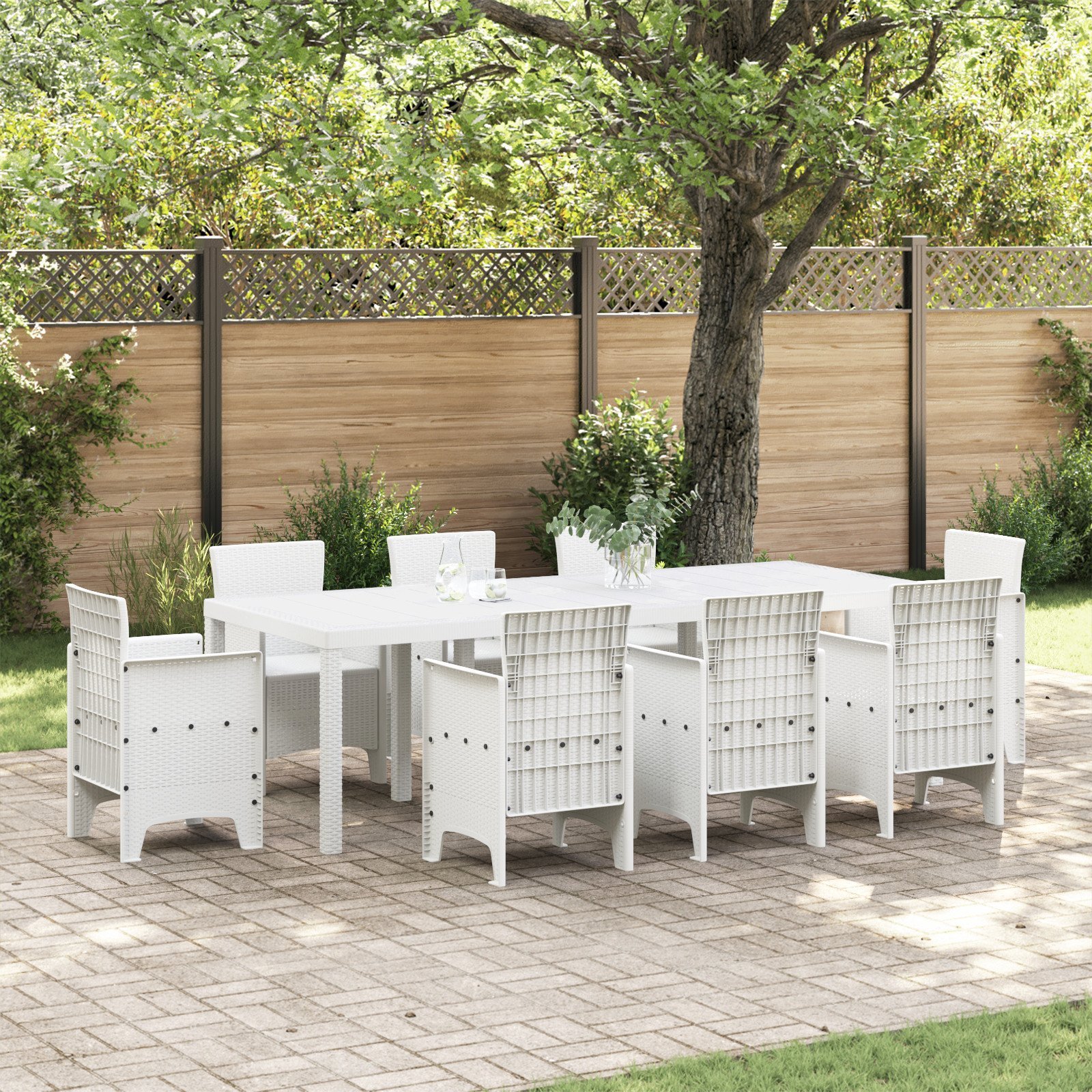 vidaXL stół ogrodowy Biały 250x100x73 cm Poly Rattan, stół ogrodowy Biały 100x100x73 cm Poly Rattan, stół ogrodowy Biały 150x100x73 cm Poly Rattan