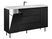 Szafki łazienkowe - Szafka Stojąca Z Umywalką ETH 140 cm KD - Czarny Mat - miniaturka - grafika 1