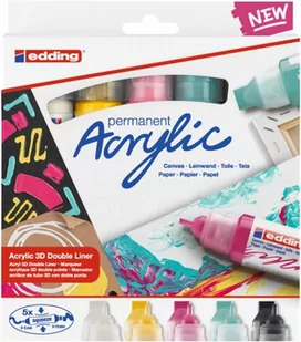 Edding Markery akrylowe dwustronne Edding 5400 Basic  - 5 kolorów 5400/5S/BASIC - Flamastry - miniaturka - grafika 1