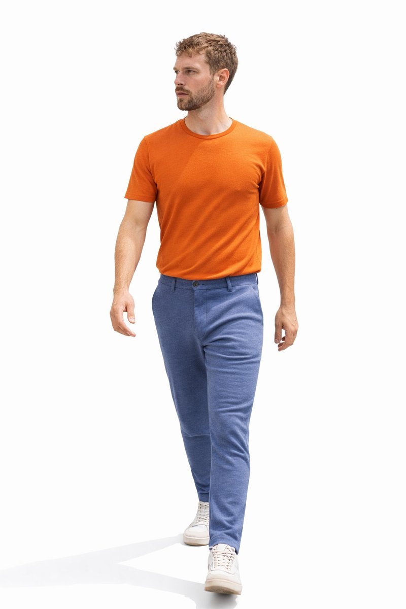 TOMMY HILFIGER GRANATOWE PROSTE SPODNIE BAWEŁNIANE W KANT 34/32 1I3B