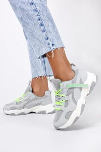Szare sneakersy na platformie buty sportowe sznurowane Casu 21-11-21-G - Buty dla dziewczynek - miniaturka - grafika 1