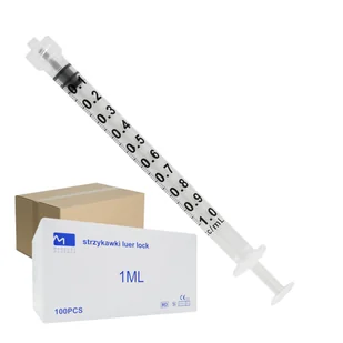 Strzykawka 1ml luer lock trzyczęściowa Medical Brokers 100szt 20op - Meble i wyposażenie gabinetów medycznych - miniaturka - grafika 1