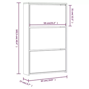 Lumarko Szafka na buty z lustrem i 3 szuflady, czarna, 63x17x102,5 cm - Szafki na buty - miniaturka - grafika 9