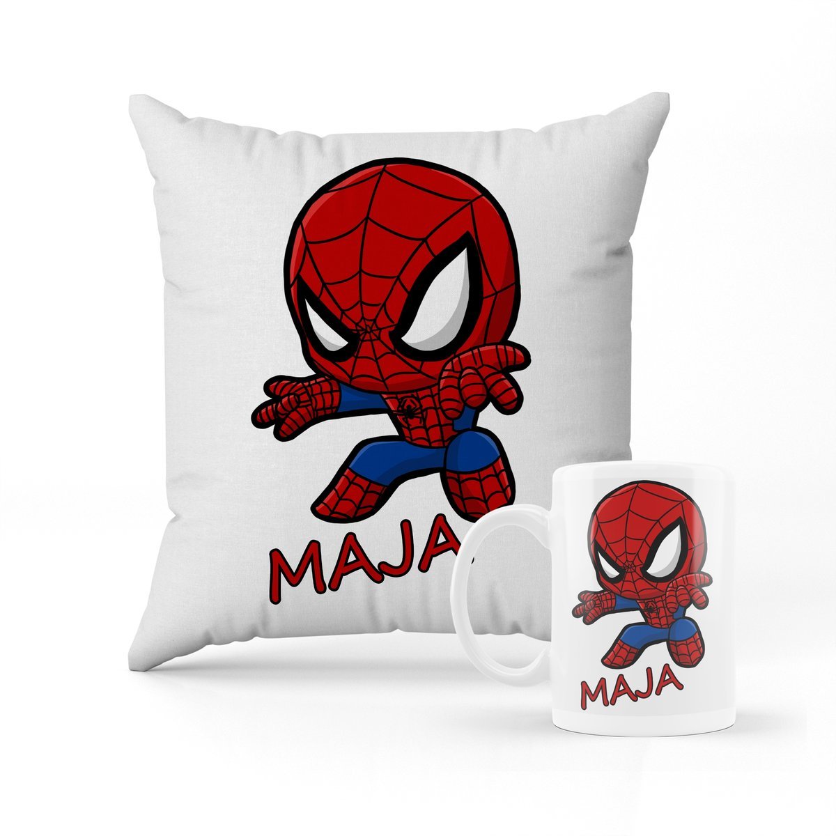 ZESTAW PODUSZKA + KUBEK PREZENT DLA DZIECKA SPIDERMAN AVENGERS + IMIĘ #6