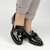 Półbuty damskie - Vinceza 58268 damskie półbuty czarne lakierki - miniaturka - grafika 1