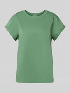 Koszulki i topy damskie - T-shirt z prążkowanym okrągłym dekoltem - miniaturka - grafika 1