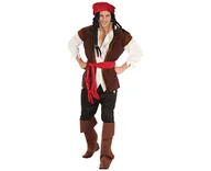 Stroje karnawałowe - Zestaw dla dorosłych Pirat (bluzka z kamizelką, spodnie z nakładkami na buty, pasek, nakrycie głowy), rozm. uniw. - miniaturka - grafika 1