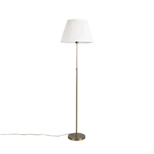 QAZQA Lampa podłogowa regulowana brąz klosz plisowany kremowy 45cm - Parte - Lampy stojące - miniaturka - grafika 1