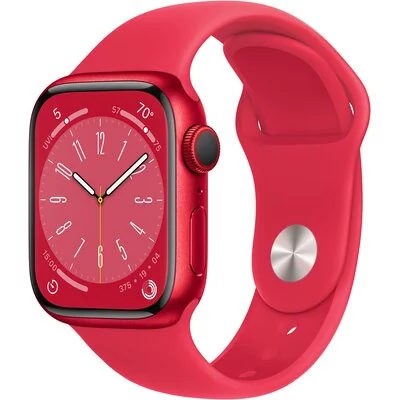 Apple Watch 8 Cellular 41mm Czerwony z opaską sportową w kolorze czerwonym