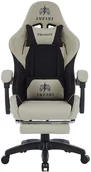 Fotele gamingowe - Fotel Gamingowy Infini ThrustX beige z tkaniny, podnóżek - miniaturka - grafika 1