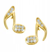 Biżuteria dla dzieci - Kolczyki srebrne nutki dla dziecka srebro próba 925 pozłacane sztyfty - miniaturka - grafika 1