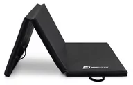 Wyposażenie sportowe i gimnastyczne - Hop-sport Materac gimnastyczny składany twardy z rzepami 5cm - czarny duży - miniaturka - grafika 1