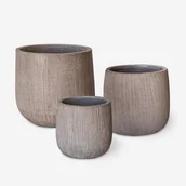 Donice - ZESTAW 3 OKRĄGŁYCH CERAMICZNYCH DONICZKÓW Z PIASKU - miniaturka - grafika 1