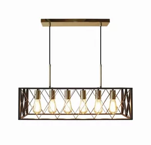Auhilon Frame lampa wisząca 6-punktowa czarna/złota P2016-6L P2016-6L - Lampy sufitowe - miniaturka - grafika 1