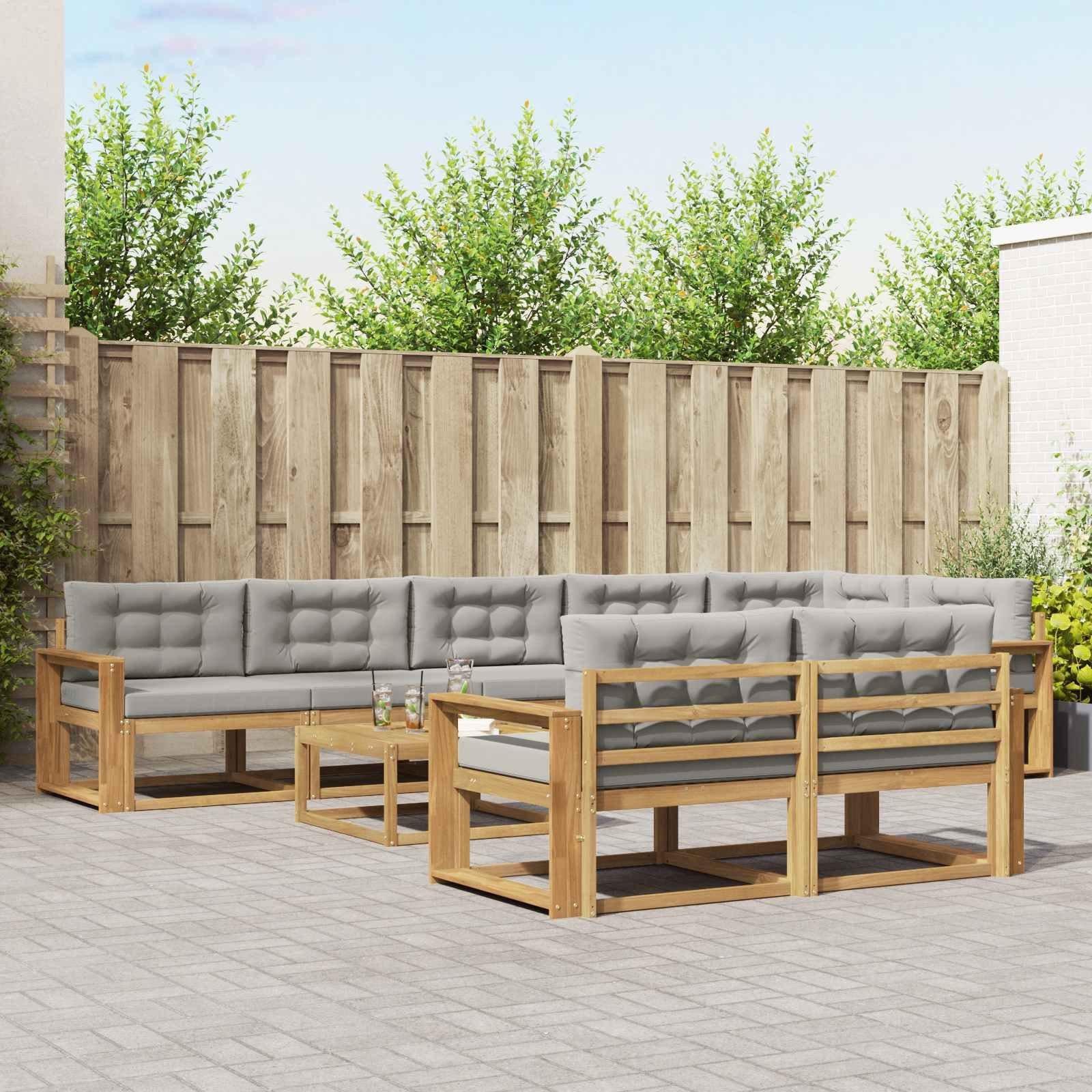 vidaXL Zestaw sof na zewnątrz 9 pcs Biały i jasnoszary 79 x 79 x 37 cm