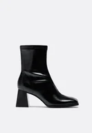 Kozaki damskie - Stradivarius Kozaki na średnim obcasie z elastyczną cholewą Czarny 38 - miniaturka - grafika 1