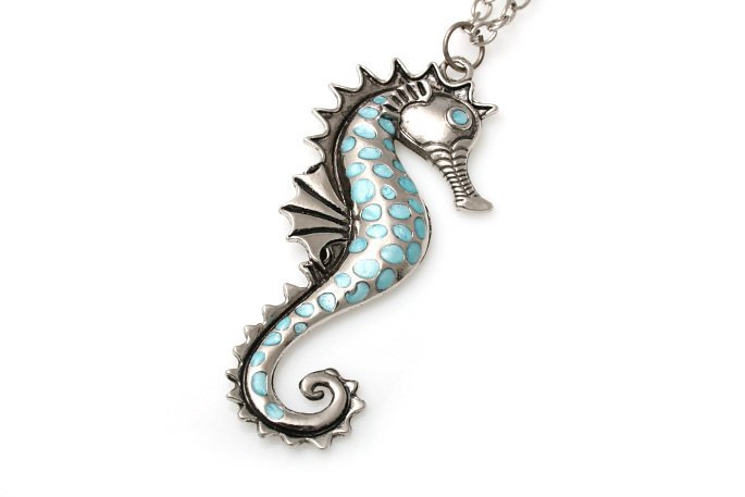 Wisiorek Naszyjnik Konik Morski Turkusowy