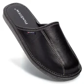 Kapcie męskie - PanSzew Pantofle Męskie NAJWYŻSZA JAKOŚĆ Kapcie Klasyczne Skórzane Czarne 40-46 - miniaturka - grafika 1