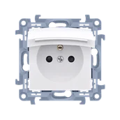 Gniazdka elektryczne - Kontakt Simon Simon Gniazdo wtyczkowe Simon Simon 10 CGZ1BCU.01/11 IP44 bez uszczelki klapka w kolorze pokrywy moduł 16A 250V~ szybkozłącza biały - miniaturka - grafika 1