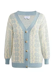 Swetry damskie - usha BLUE LABEL Damski kardigan oversize, Niebieski, wełniany biały, XL-XXL - grafika 1
