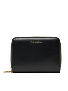 Calvin Klein Mały Portfel Damski Ck Medium Flap Zip Around LV04F1075G Czarny - Portfele - miniaturka - grafika 1