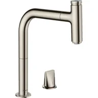 Baterie kuchenne - Hansgrohe Metris Select M71 bateria kuchenna stojąca z wyciąganą wylewką stal szlachetna 73804800 - miniaturka - grafika 1