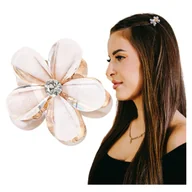Ozdoby do włosów - Spinka do Włosów Biały Kwiatek z Cyrkoniami Błyszcząca Lekka i Wytrzymała - miniaturka - grafika 1