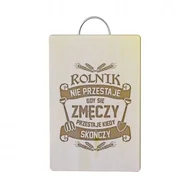 Deski do krojenia - Rolnik nie przestaje, gdy się zmęczy - przestaje kiedy skończy - drewniana deska z grawerem - miniaturka - grafika 1