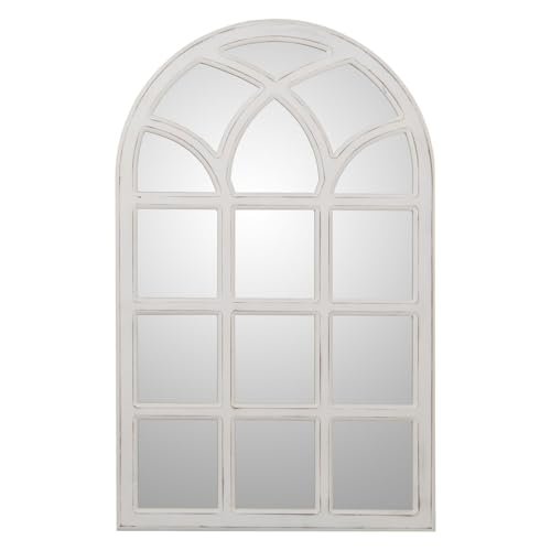 Alexandra House Living Lustro ścienne białe drewno zużyte okno 4 x 76 x 50 cm
