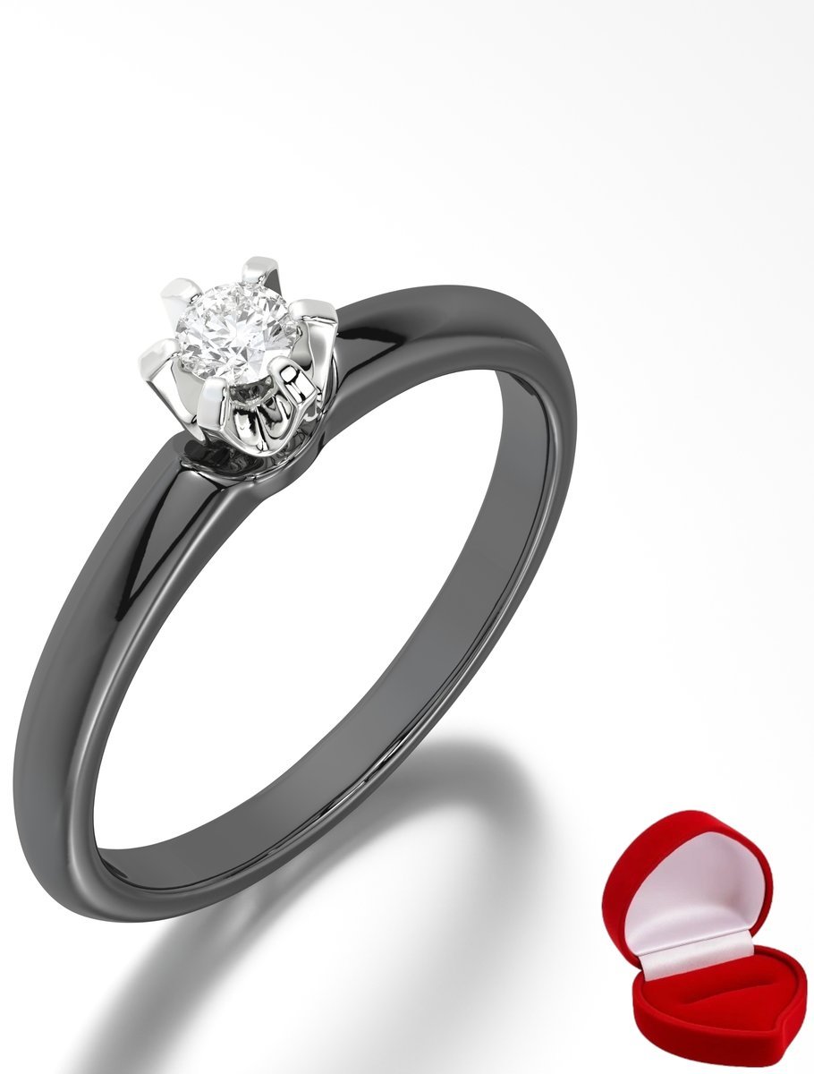 ZŁOTY PIERŚCIONEK ZARĘCZYNOWY 585 14k SZAFIR 0,09 ct CZARNE ZŁOTO R26