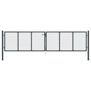 vidaXL Brama ogrodowa z siatki, galwanizowana stal, 400x125 cm, szara - Akcesoria do ogrodzeń - miniaturka - grafika 1