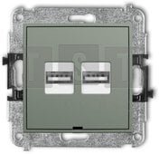 61MCUSBBO-6 MINI Mechanizm ładowarki USB podwójnej 2xUSB A, 15,5W max., 5V, 3.1A, bez pola opisowego szałwiowy 61MCUSBBO-6