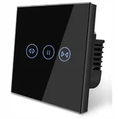 Wyłączniki światła i elektryczne - LUMENIX WŁACZNIK ŚCIENNY ROLET LUB ŻALUZJI BIANKA - DOTYKOWY SZKLANY POJEDYNCZY CZARNY WIFI TUYA WS-BIANKA-21 - miniaturka - grafika 1