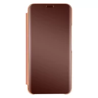 Etui i futerały do telefonów - Etui Folio Clear View do Galaxy S22 z obsługą wideo Flap Mirror w kolorze różowego złota - miniaturka - grafika 1