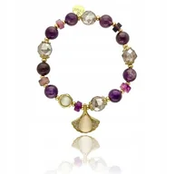Bransoletki - Bransoletka Pozłacana Z Ametystów I Kwarcu Lovely Stones + Pudełko - miniaturka - grafika 1