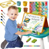 Tablice dla dzieci - TABLICA EDUKACYJNA KREDOWA DWUSTRONNA STOLIK + GRY + AKCESORIA - miniaturka - grafika 1