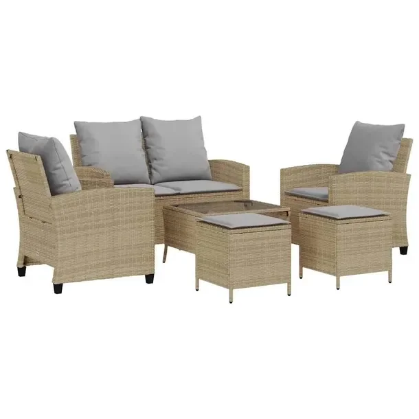 Zestaw mebli ogrodowych 2-osobowa sofa beżowa, wymiary: 116 x 72 x 79 cm
