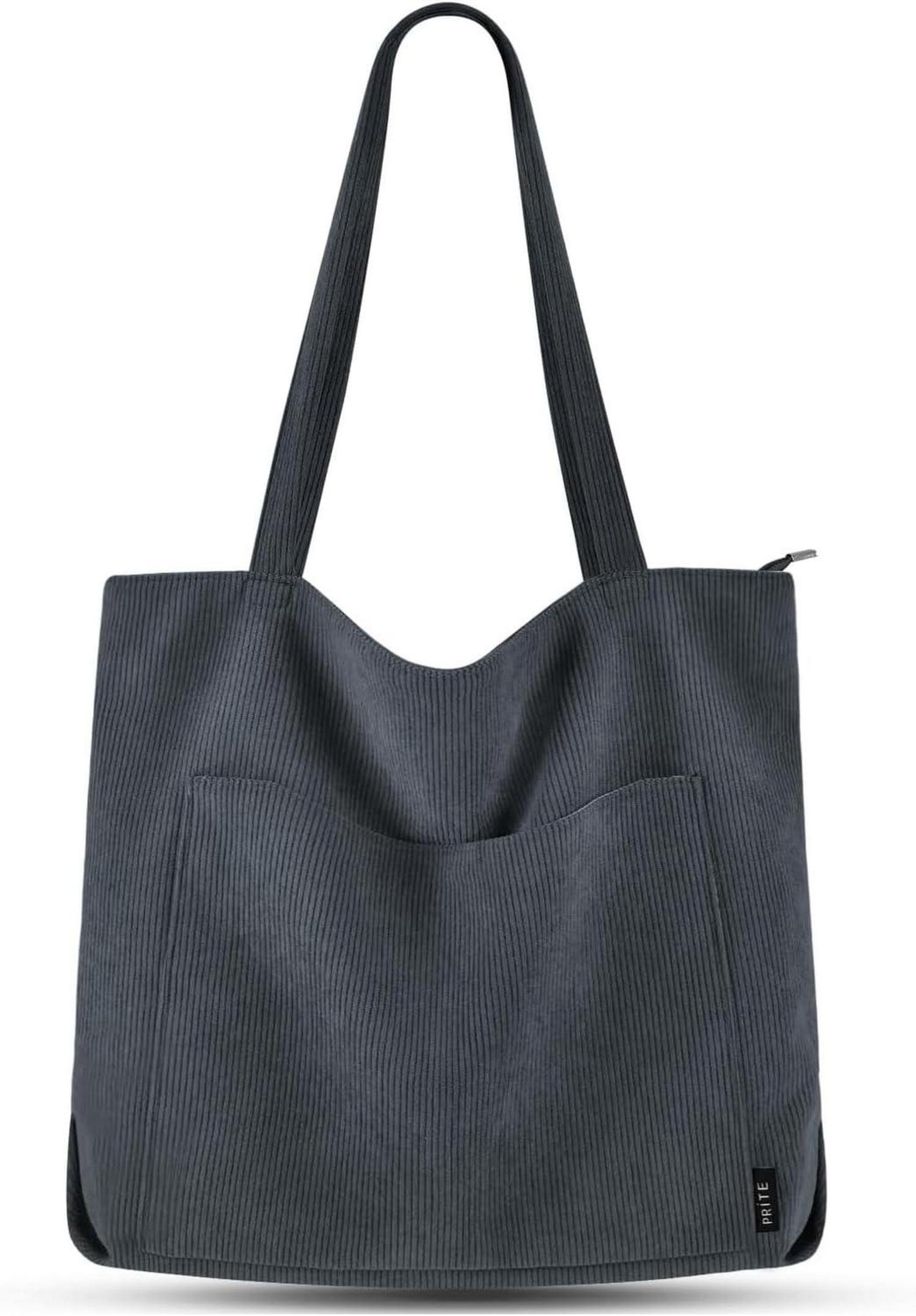 Torebka damska Prite Tote Bag Shopper Shoulder Bag Cord Bucket Bag Grey