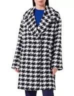 Płaszcze damskie - Vila Damski płaszcz Vilunes L/S New Coat/Pb krótki płaszcz, Czarny/szczegóły: biały Houndstooth, 42 - miniaturka - grafika 1