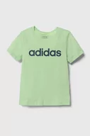 Koszulki dla dziewczynek - adidas t-shirt bawełniany dziecięcy kolor zielony - miniaturka - grafika 1