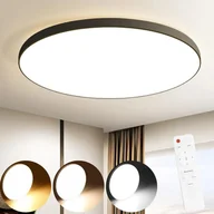Lampy sufitowe - ZMH LED lampa sufitowa ściemnialna z pilotem 30W lampa sufitowa czarna lampa łazienkowa IP44 wodoodporna płaska okrągła lampa kuchenna do salonu sypialnia - miniaturka - grafika 1