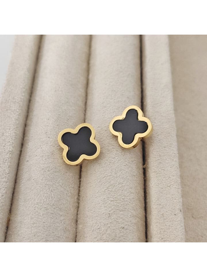 Nakkash Pozłacane kolczyki-wkrętki z masą perłową