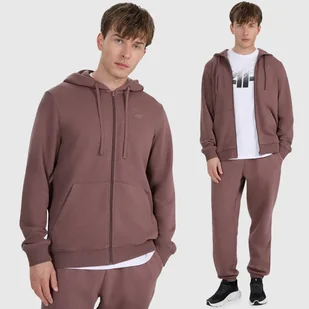 Bluza Męska 4F Rozpinana Sportowa Z Kapturem Brązowa 4FWAW25TSWSM1982 L Brązowy - Bluzy męskie - miniaturka - grafika 1