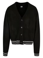 Swetry męskie - Urban Classics Męski kardigan Sporty Boxy Sweater, czarny, S, czarny, S - miniaturka - grafika 1