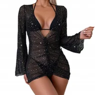 Stroje kąpielowe - ZESTAW TRZYCZĘŚCIOWY STRÓJ KĄPIELOWY SUKIENKA PAREO KOMPLET L NA PLAŻĘ - miniaturka - grafika 1