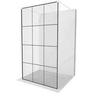 Ścianki i drzwi prysznicowe - Mexen Kioto ścianka prysznicowa wolnostojąca 110 x 200 cm, transparent/czarny wzór 8 mm, biała - miniaturka - grafika 1