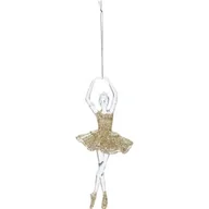Bombki - CHRISTMAS DECORATION, BOMBKA FORMÓWKA PLASTIKOWA BEZPIECZNA BALETNICA 17CM PIRUET ZŁOTA BROKAT I CEKINY - miniaturka - grafika 1