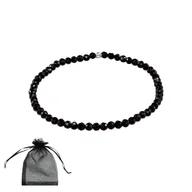 Bransoletki - Czarny Turmalin Bransoletka na Gumce Srebrna Kulka Naturalne Kamienie - miniaturka - grafika 1