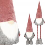 Ozdoby bożonarodzeniowe - Skrzat 80-120 cm welurowy krasnal świąteczny, gnom różowy na teleskopowych nóżkach - miniaturka - grafika 1