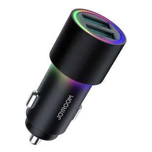 Joyroom samochodowa ładowarka 2 x USB z podświetleniem 24W czarny (JR-CL10) - Ładowarki samochodowe - miniaturka - grafika 1